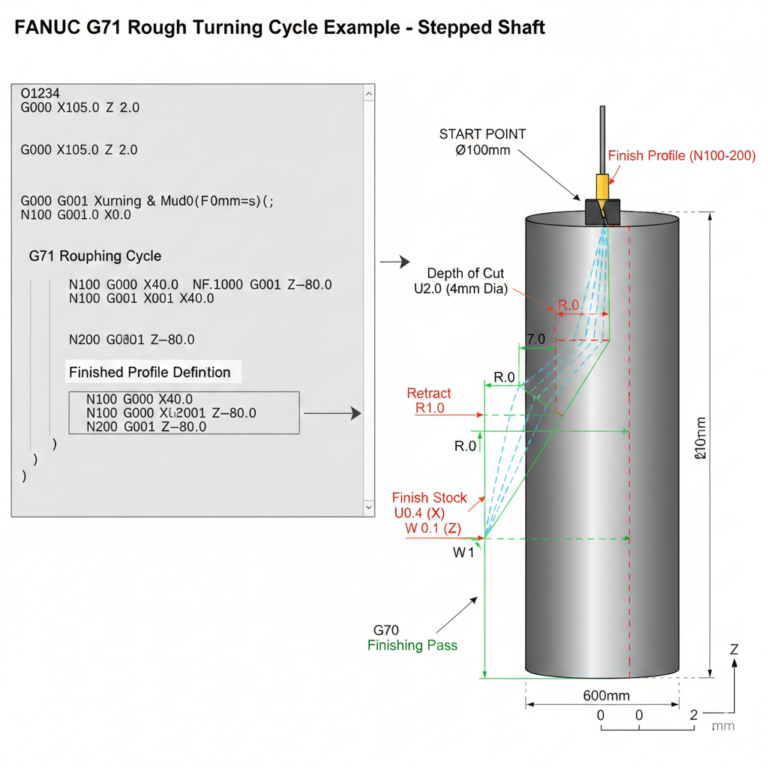 Fanuc G71 Rough Turning Cycle Example - CNC Programming Hub