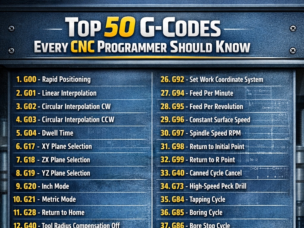 Top 50 G-Codes for CNC Programming