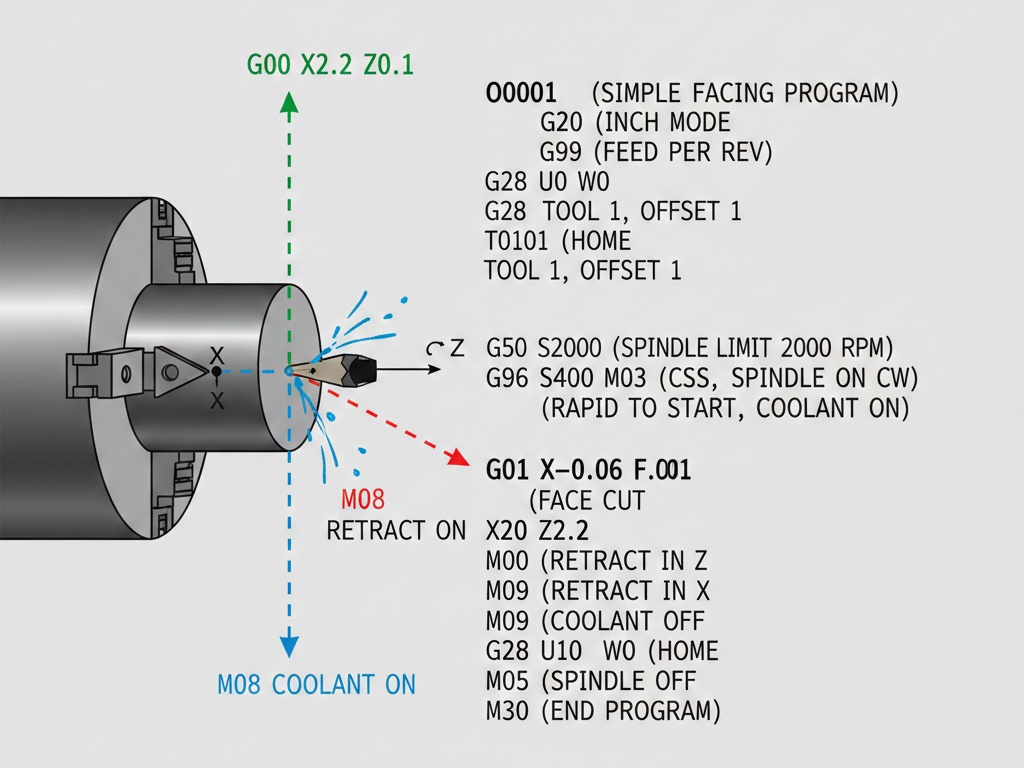Simple Facing Program Using G01