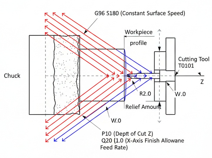 Rough Facing Using G72 Cycle (Multi-Pass Contour Following)