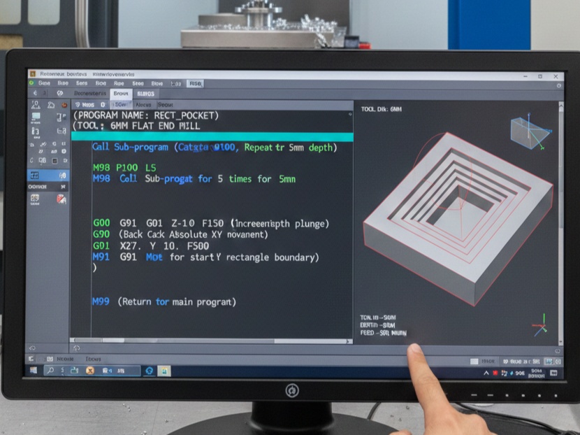 CNC Program for Rectangular Pocket Milling