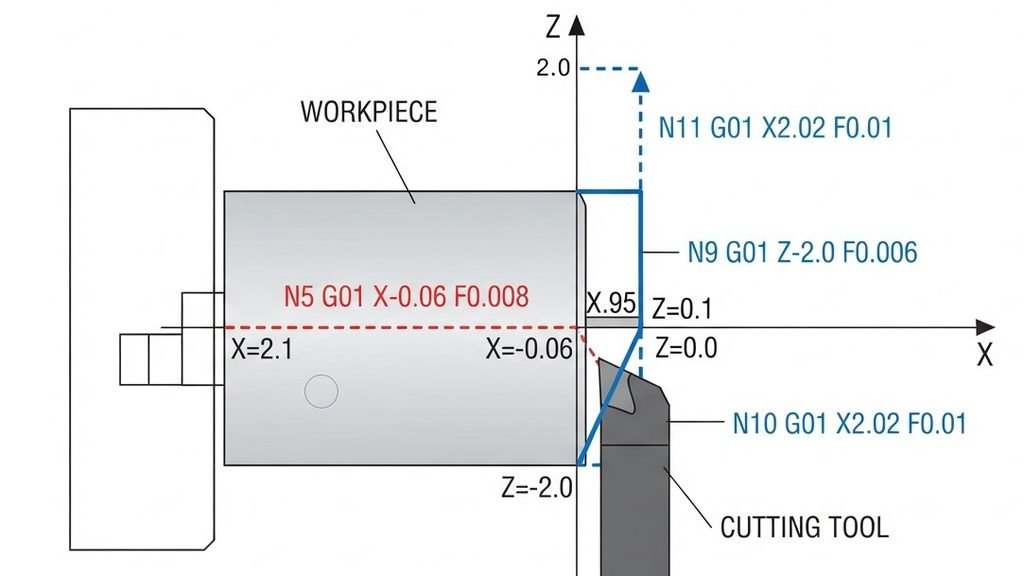 Simple CNC Turning Program (Facing & OD Turning)