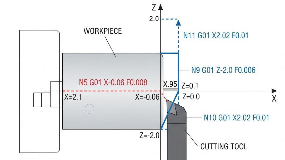 Simple CNC Turning Program (Facing & OD Turning)